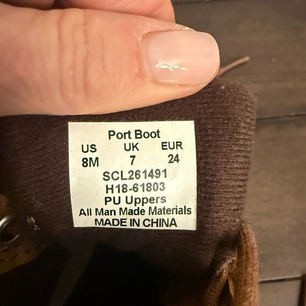 Sperry Port Duck Boots Kids Size 8 Brown Leather Waterproof Rain Snow Boots